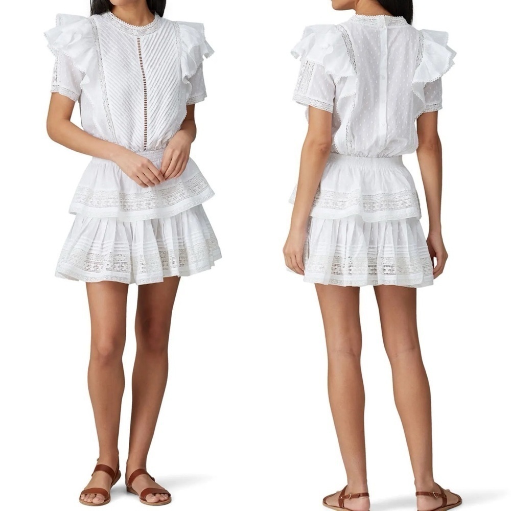 Maia Bergman Mery Dress XL white ruffle mini‎ feminine graduation bachelorette